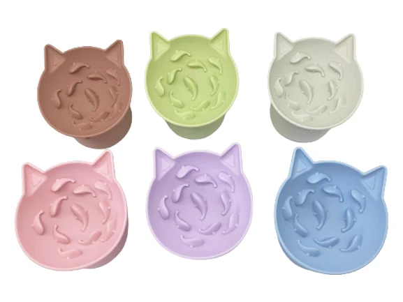 Силиконовая наклонная миска для кошки на присоске с подставкой