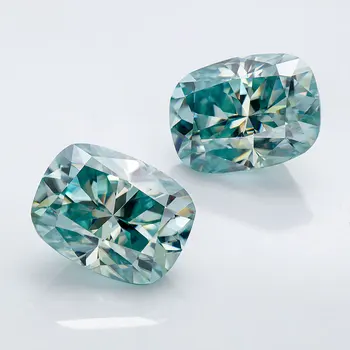 SICGEM Factory Directly Price Blue Green Long Cushion Cut Synthetic Diamond Moissanite Stones Elongated Moissanite Diamond