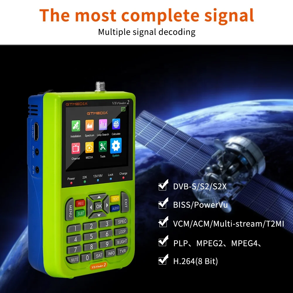 V8 finder2 3 5 дюймовый экран цифровой DVB-S/S2 и MPEG-2/4 H.264(8 бит) отвечающих требованиям ручной спутниковый finder