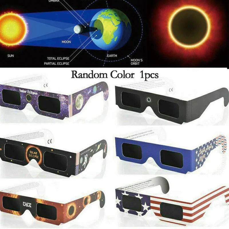 Random Style Sample Free Solar Eclipse Glasses Wholesaler ISO Certified Custom Logo Supplier Solar Eclipse Glasses