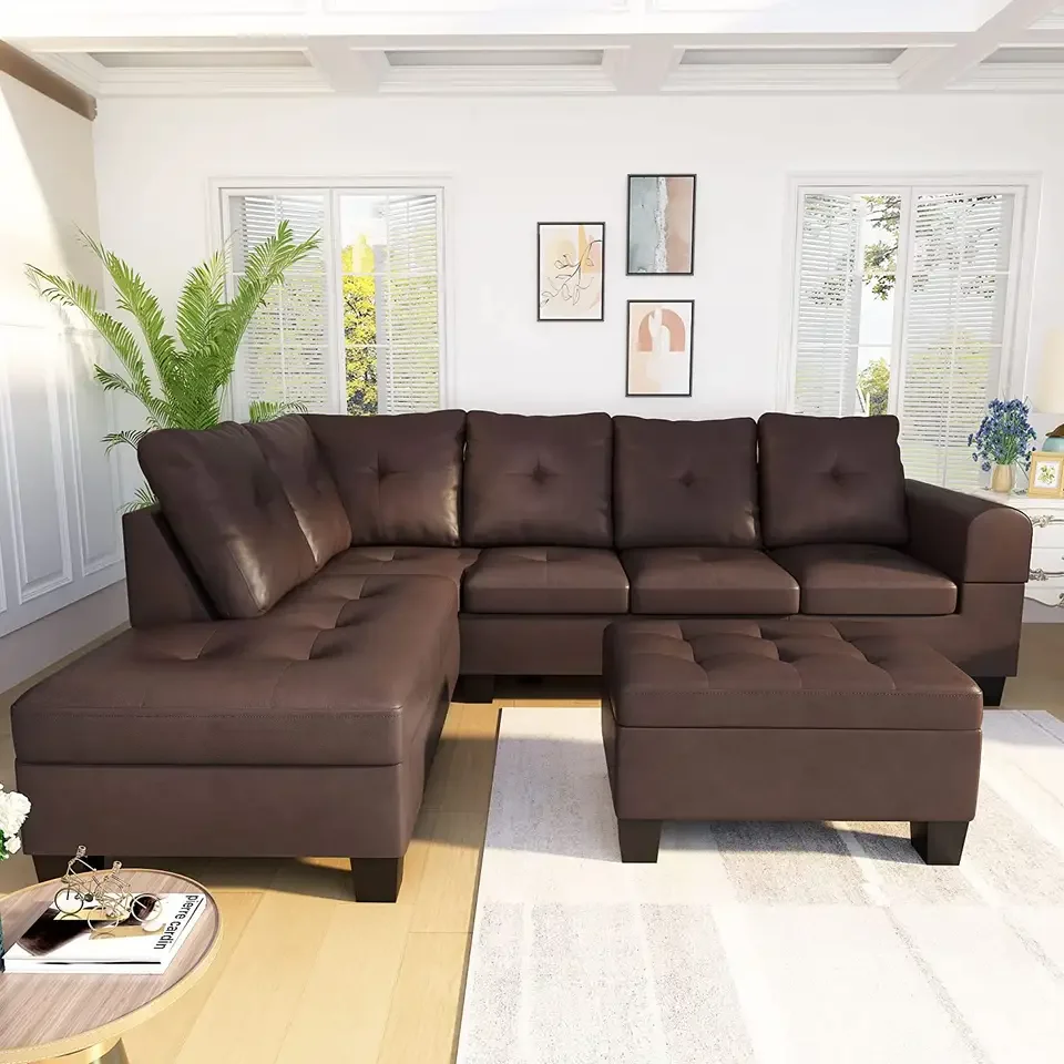 Top Manufacture Sectional Sofa With Ottoman Modular Combination Leather