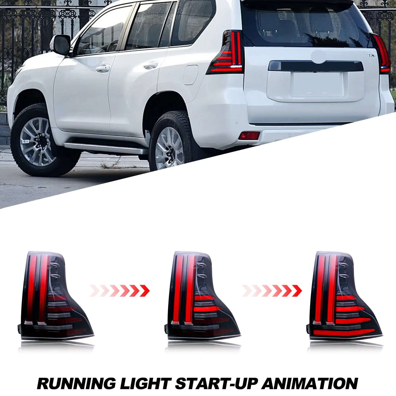 Auto Lighting System Taillight Modified Led Tail Lights for Prado LC150 2010-2017 Lexus Gx 460 2018 2019 2020 2021