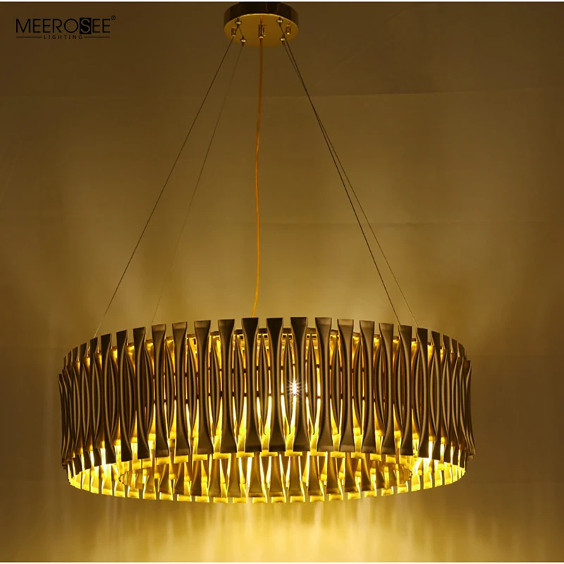 Meerosee chandelier modern Golden hanging lights lamp Aluminum fancy lights for home MD86764