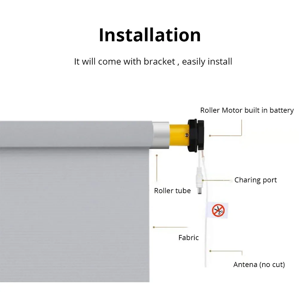 Zemismart WiFi Control Mode Rechargeable Solar Panel Roller Blind Motor 38mm Tube Electric Roller Blind Shade RF Remote Control