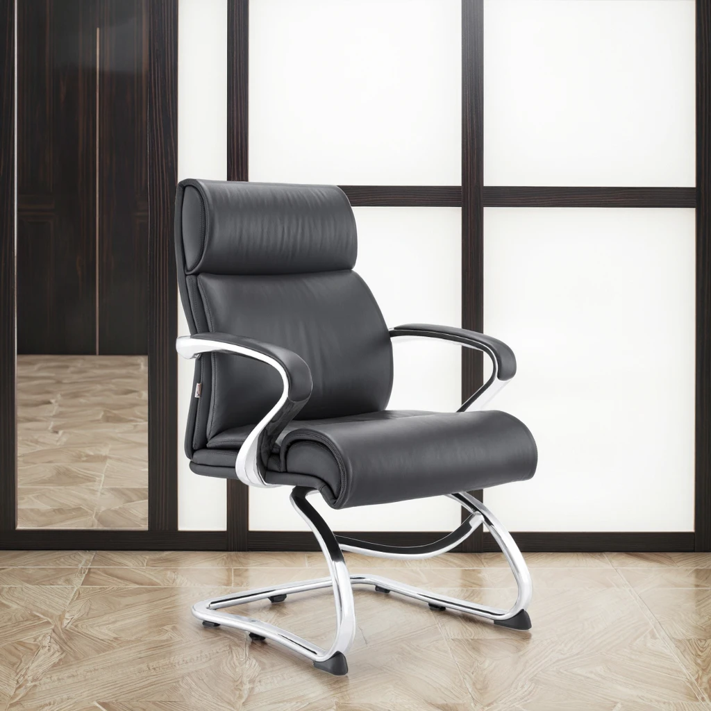 Executive Style Curved Frame Chair Aluminum Decorative Elements Corporate Office Furniture 5