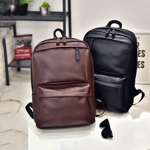 Hot Sell Custom Logo Waterpoof Pu Leather Business Travel Backpack School Bags Laptop Backpack Men Pu Leather Backpack
