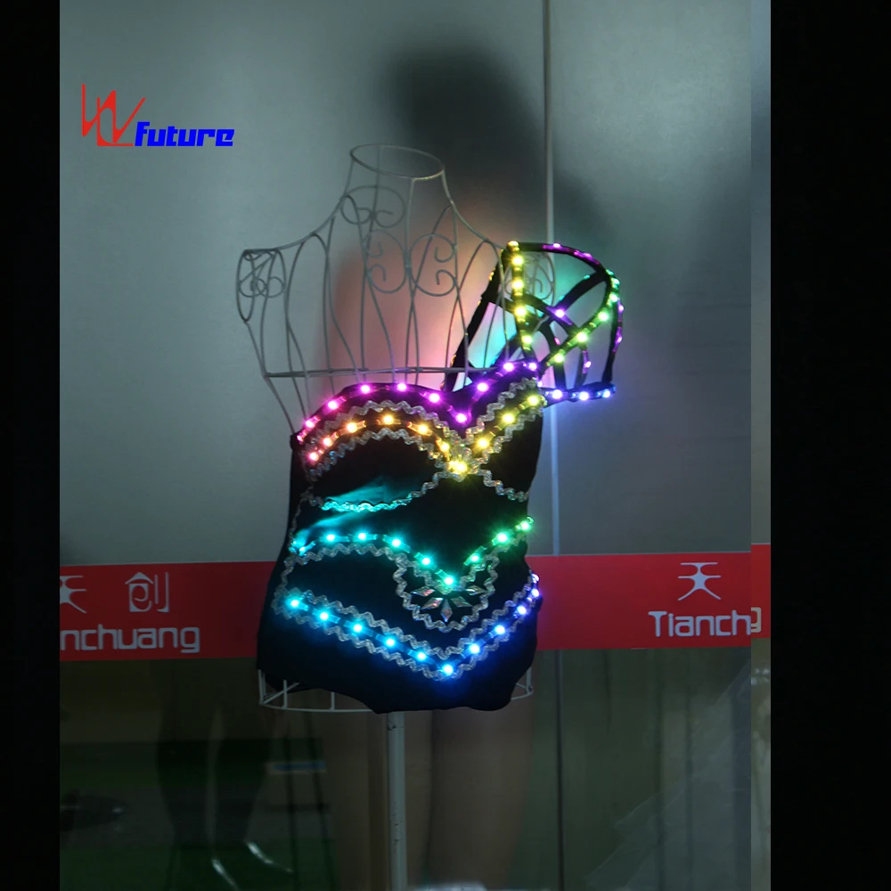 Remote Control 3D Decorative Multi Colored Corset LED Costumes,sexy Adult Sexy Dance Dress