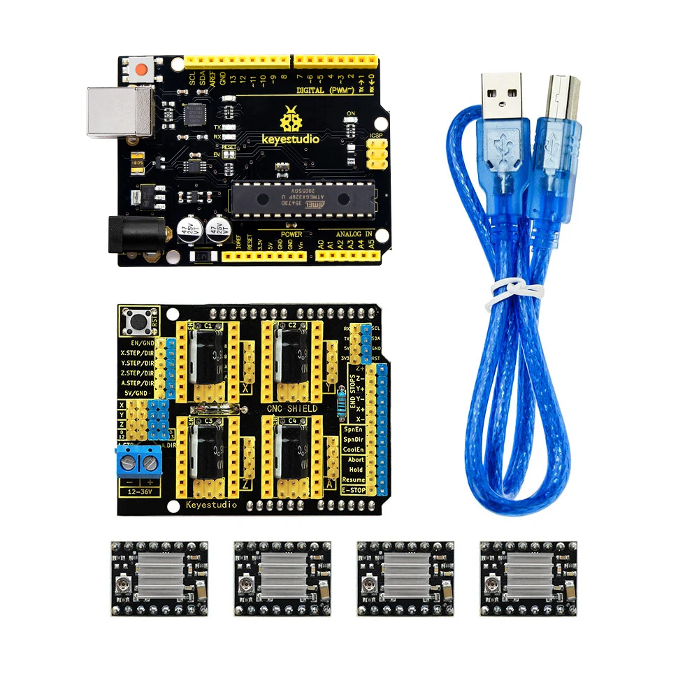 Keyestudio Arduinos Cnc Kit Cnc Shield V3 0 Uno R3 4pcs A4988 Driver Grbl Compatible Buy Uno R3 Cnc Shield V3 Arduinos Cnc Kit Product On Alibaba Com