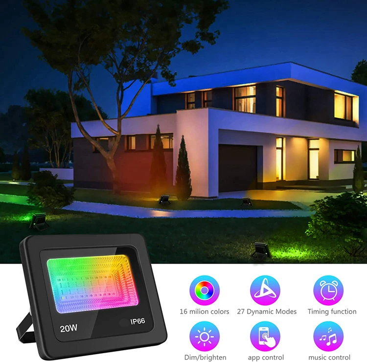 Aluminum Rgb Flood Light With App Control W Smart Flood Light Rgbw