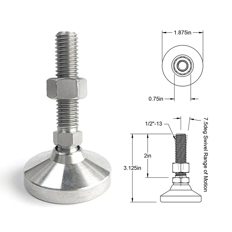 Высокое качество 1/2-13UNC нержавеющая сталь сверхмощная машина Выравнивающая ножка индивидуальный Винт поворотный