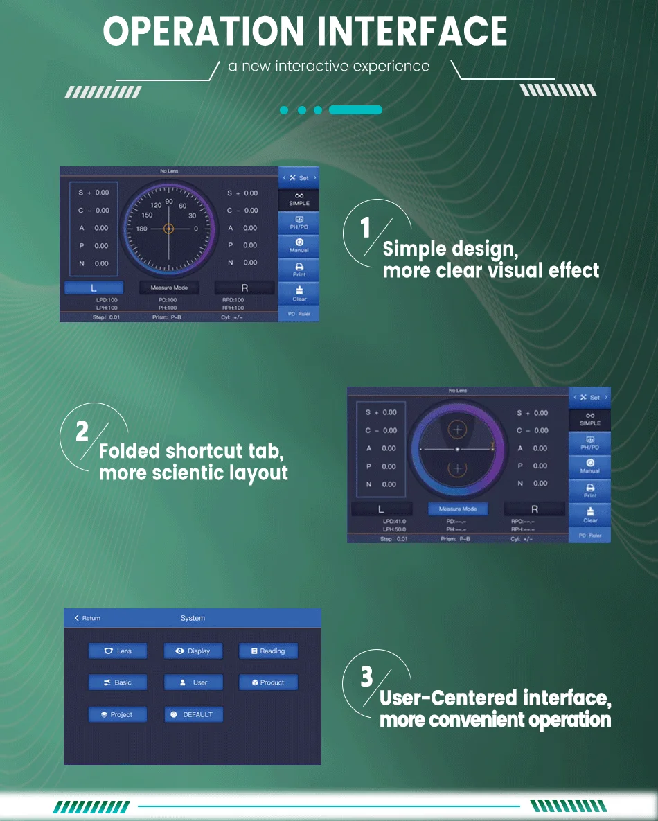Digital Auto LM-300 Lens Meter 7 Inch Touch Screen Uv Pd Printing Focimeter Lensometer