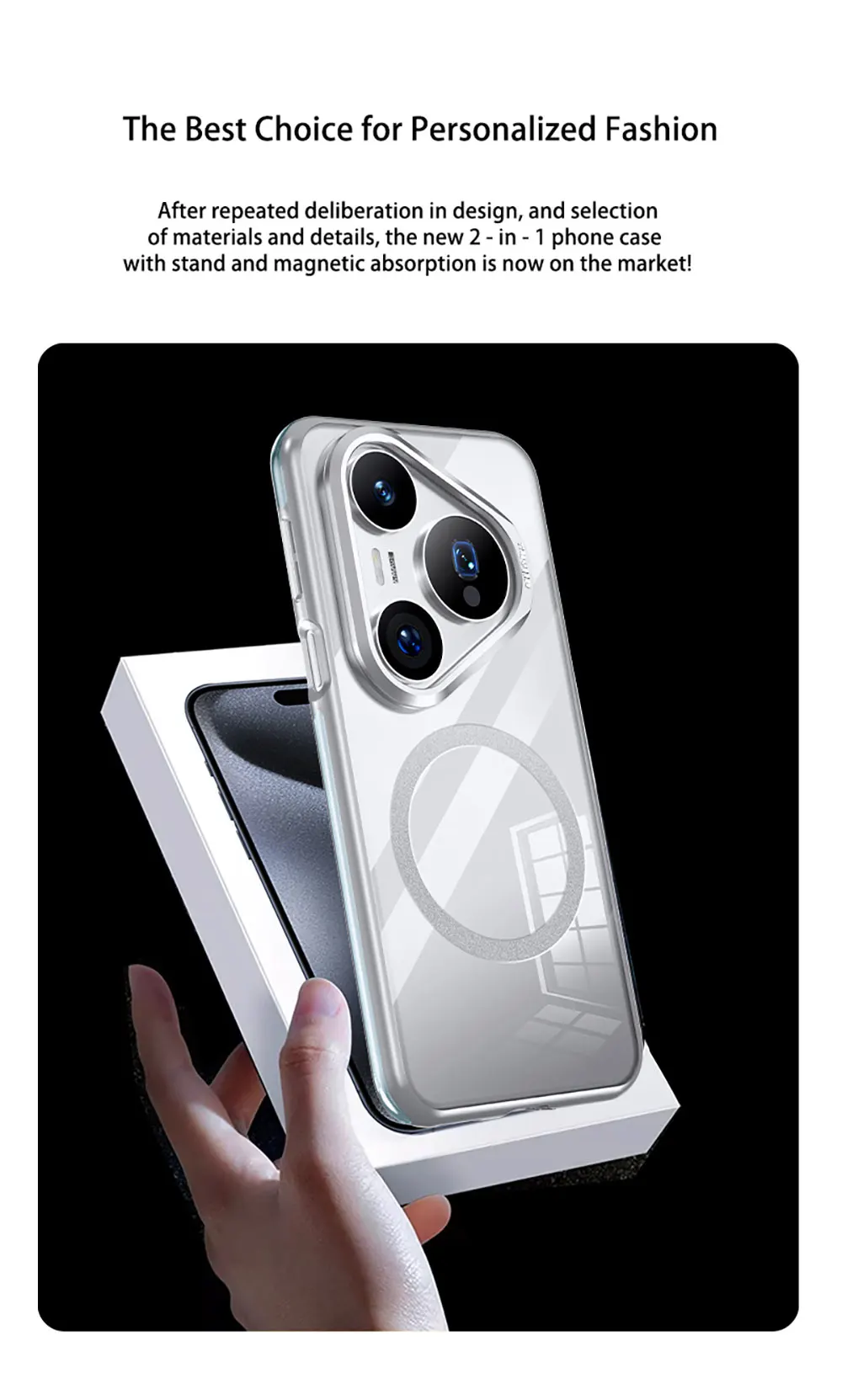 product laudtec clear phone cases for huawei pura 80 pro camera frame holder magnetic charging back cover shockproof thin shell sjk1057-3