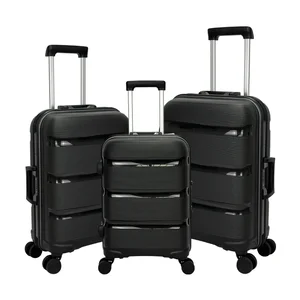 Unisex 3-Piece Hard Shell Luggage Set Aluminum Spinner Caster PP Material Lock Opening Business Trolley Case