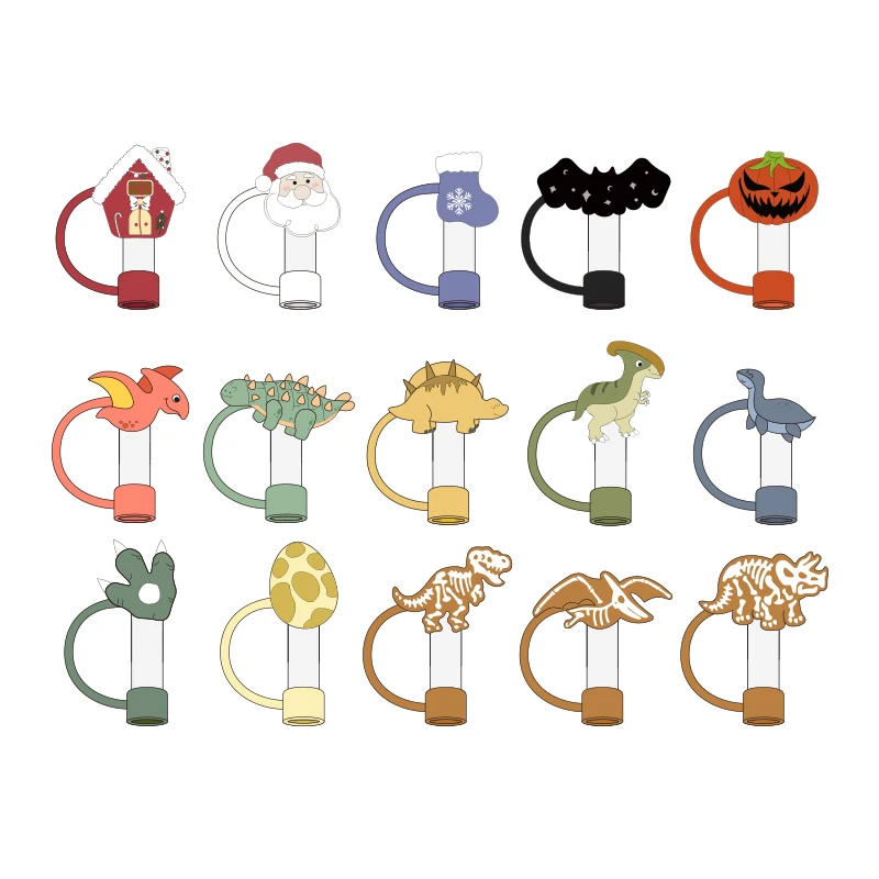 Custom 3d Zodiac Cartoon Silicone Straw Topper Straw Cap Charms Black