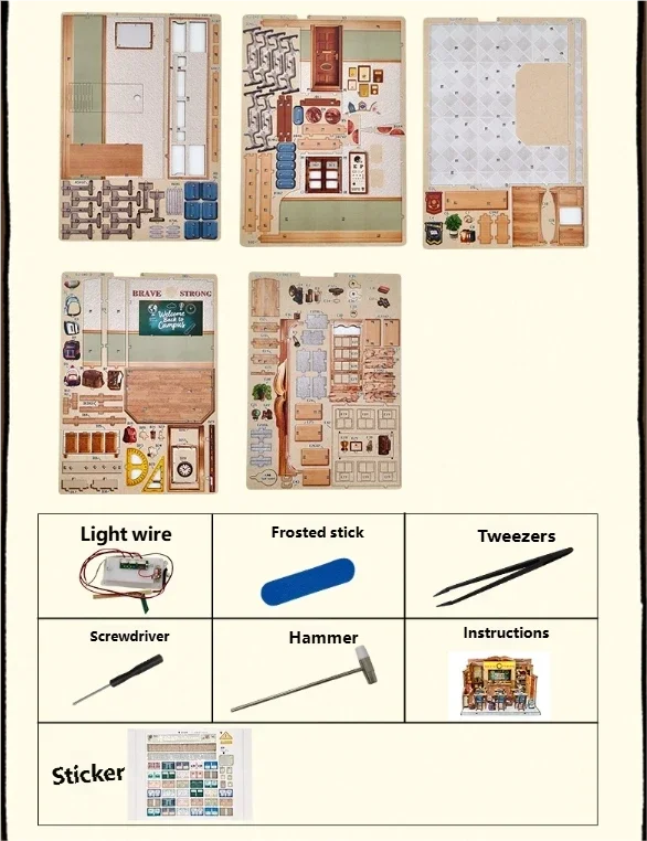 product diy wooden dollhouse miniature kit   student book nook  kids doll house with wooden architecture for creative building-10