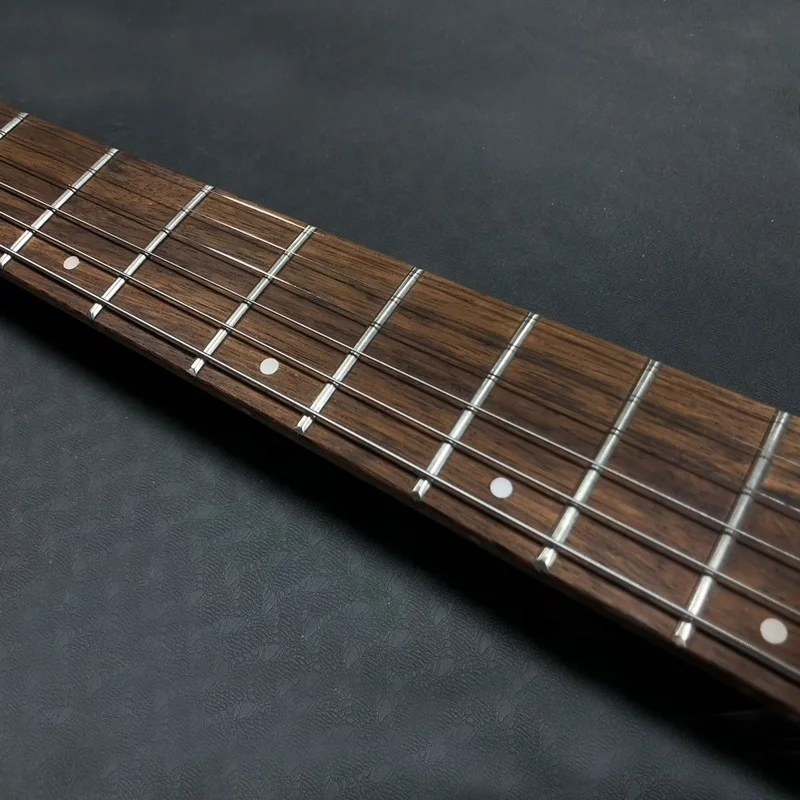 High Quality Custom OEM Cheap Solid Body Unbranded Cool Shaped Headless Travel 6 String Electric Guitar