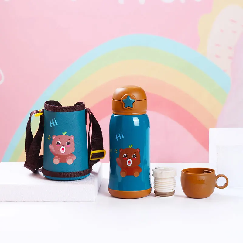 500ml Kids Thermos Mug With Straw Stainless Steel Vacuum Flasks Children  Cute Thermal Water Bottle Tumbler Thermocup