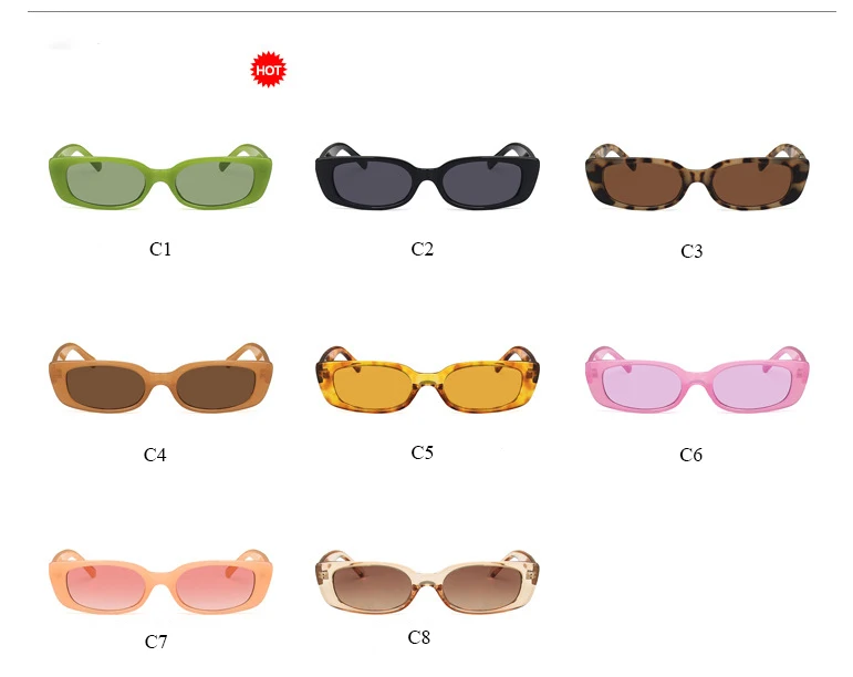ADE WU PLS13043 Colorful Small Frame Eyewear Women Tinted Rectangle Green Champagne Custom Sunglasses