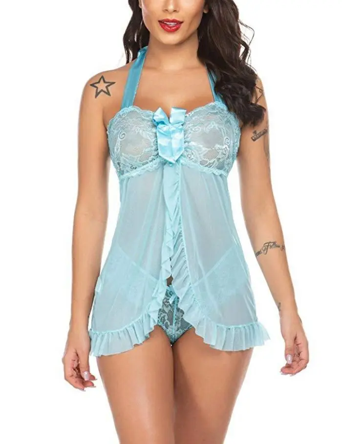 Lingerie For Women Lace Babydoll Sleepwear Boudoir Outfits Plus Size Langeray S-3xl - Buy Women