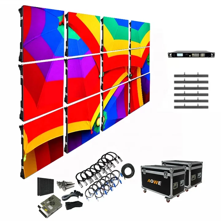 간단한 설치 실내외 P1.9 LED 비디오 월 대여 LED 디스플레이 500x500mm 캐비닛 DJ 파티 무대 콘서트 배경 패널