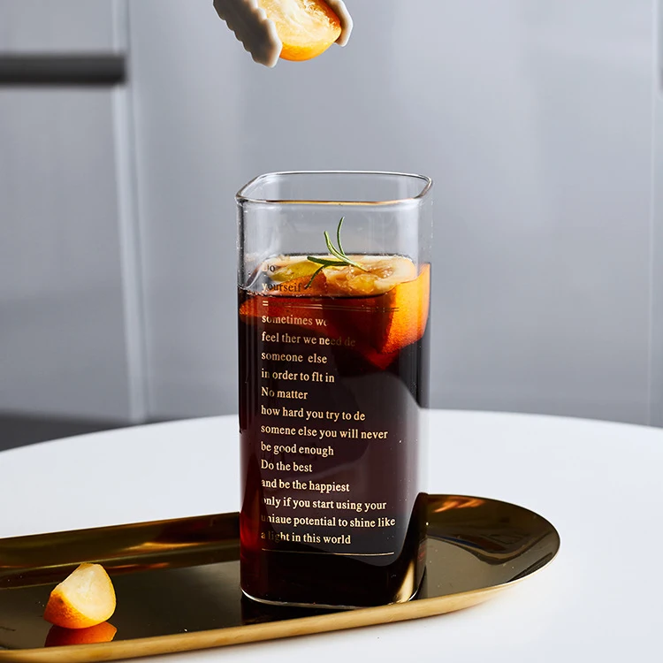 Aeofa Handleless Straightsided Square Clear Glass Mug Breakfast Milk