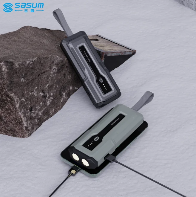 22.5W Max PD Fast Charge Power Bank 10000mAh Flashlight Camping Charger Mobile Supplier with  Silica Gel Lanyard
