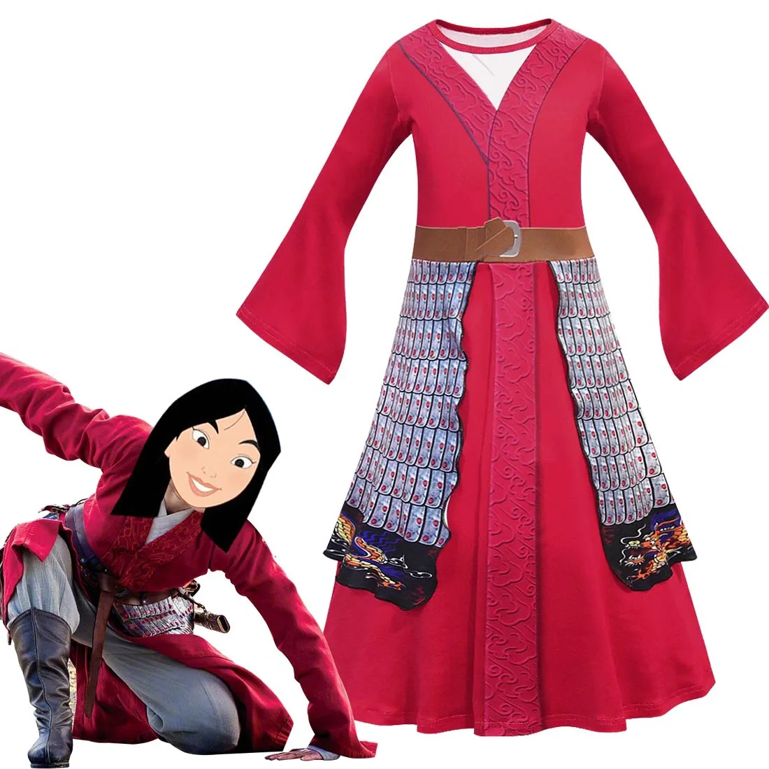 Girls Clothing Halloween Mulan Cosplay Costume Kids Princess Hua Mulan Dres...