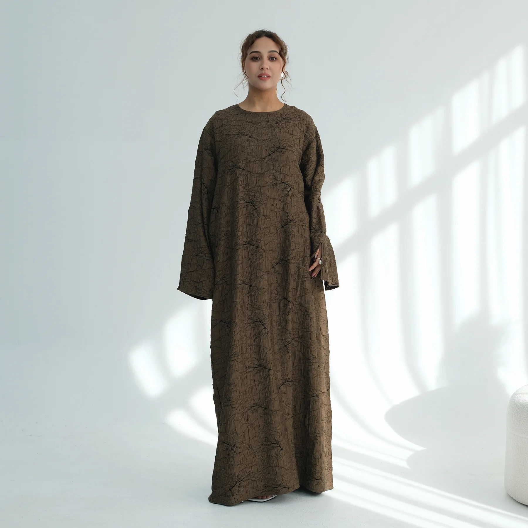 Luxury Modest Solid Floor Length Long Sleeve Kimono Dress Arabic Abaya  Evening Gown Parties Holiday Eid Celebration Resort