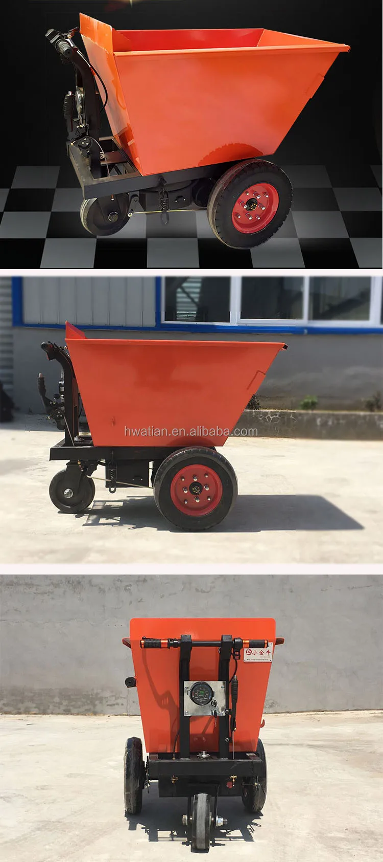 Easy Use Self-unloading Tricycle Cargo Cart Trolley Electric Wheelbarrow Dumper, Electric Mini Dumper