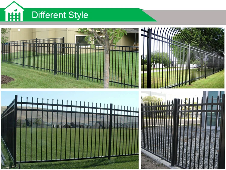 Black Outdoor Metal Easily Assembled Steel Picket Fence 6ft X 8ft Wrought Iron Fence Steel Fence For Sale