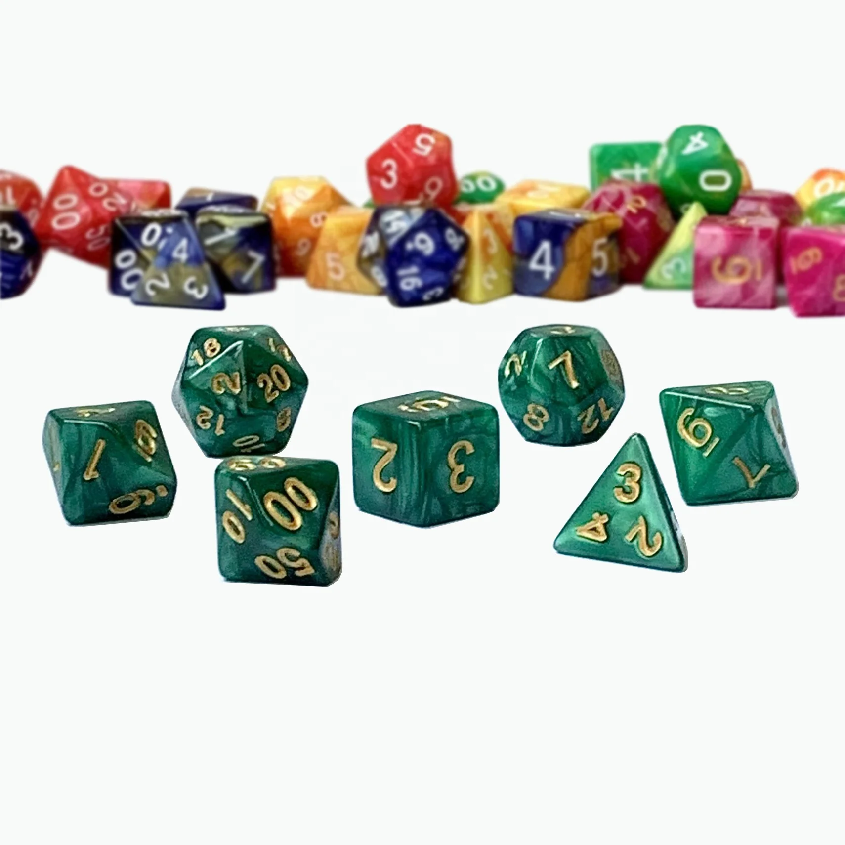 Полимерные Твердые игральные кости набор на заказ два цвета смешанные Роскошные светящиеся акриловые кости набор полигедрал ролевая игра Mtg игровые игральные кости для казино