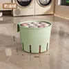 Small laundry basket, cream green