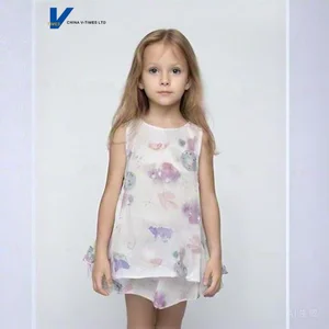 Dreamy Fairy Tale-Themed Soft Pink Lavender Mint Ombre Whimsical Animal Print Eco-friendly Washable Cotton Girls' Summer Dress