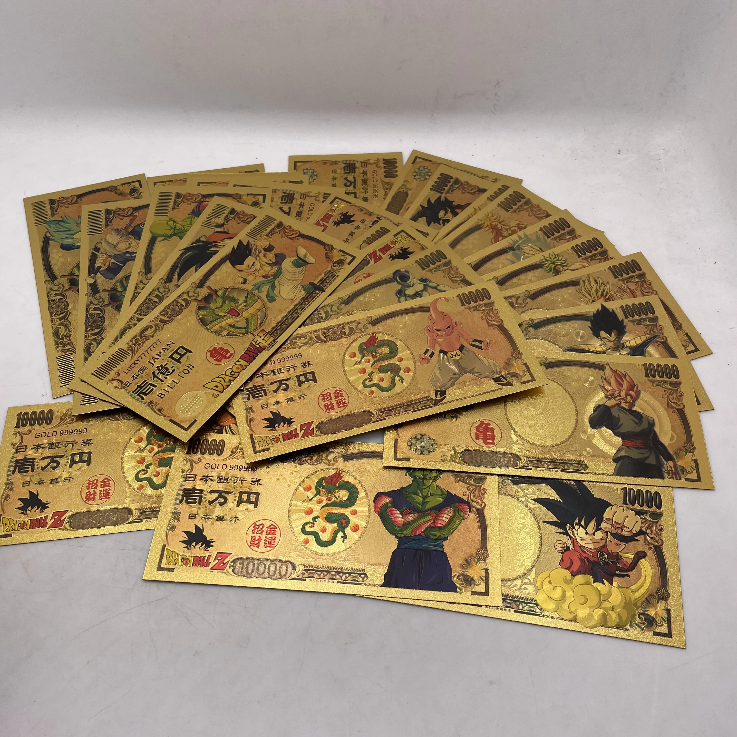 DBZ 41 Designs Japan Dragon Ball Bejita Yonsei Vegeta IV 10000 Yen Gold Plastic Banknote for Classic Childhood Memory Collection