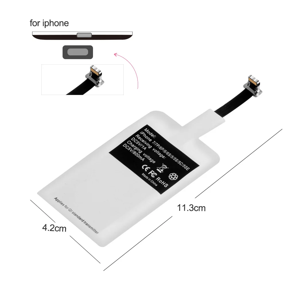 Fast Wireless Charging Receiver for iPhone 6s Plus 5s Micro USB Universal  Charger Huawei Xiaomi