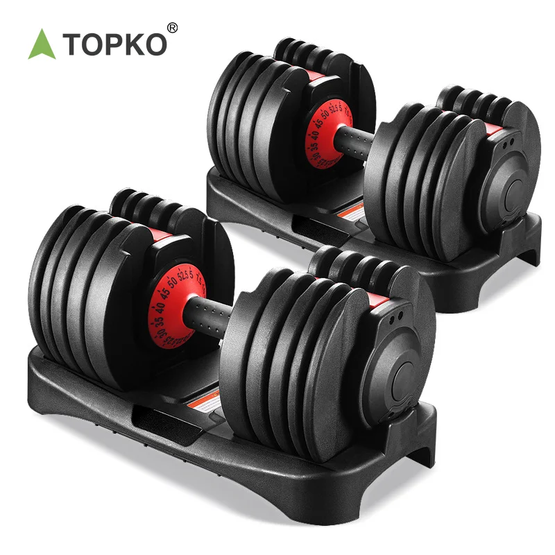 TOPKO 5-52.5LB Adjustable Dumbbell Set Multi Functional Fitness Gym Weights for Body Building Adjustable Dumbbells