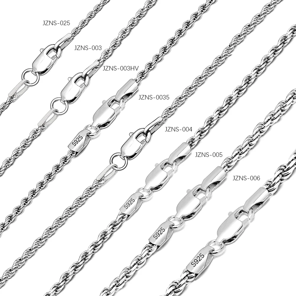 Wholesale Hot Selling Diamond Cut Shiny 925 Solid Silver Rope Chain Necklace Men Women Buy