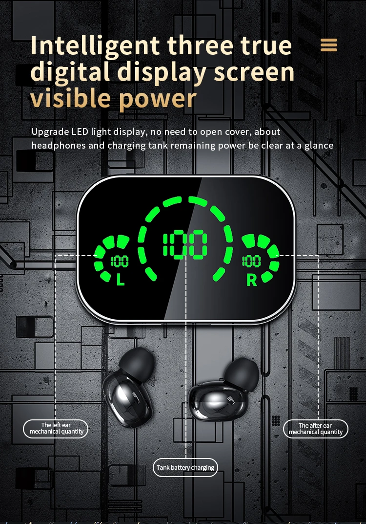 YD04 LED Mirror Tws True Wireless Stereo Headphones Fone Bluetooth 5 3 наушники спортивные наушники-вкладыши гарнитура с