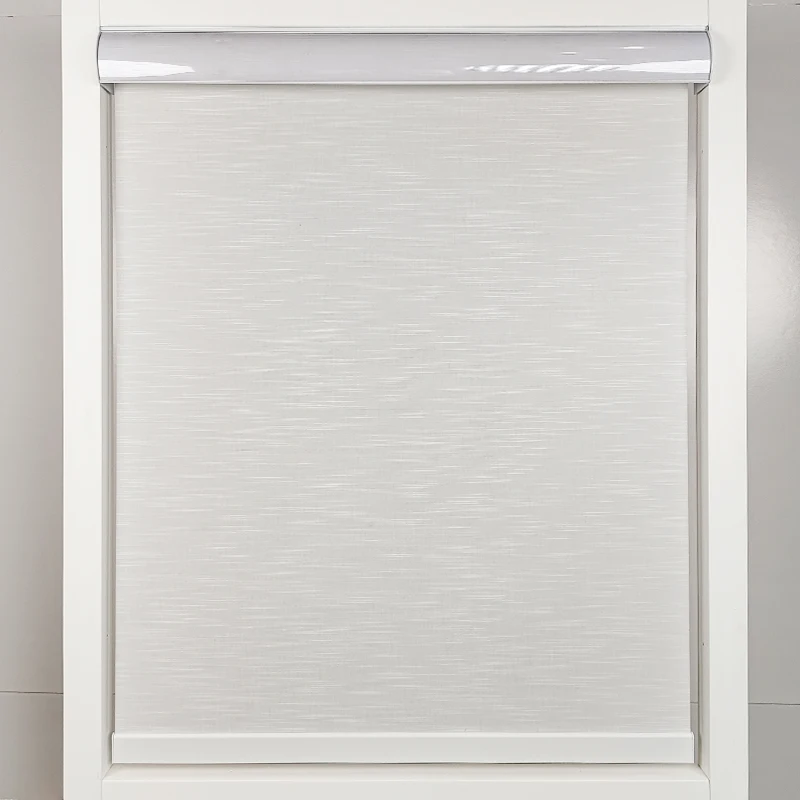 Smart Electric Roller Shades Quiet Motorized Lift Customizable Size for Windows Doors Built-In Horizontal Fabric Plain Style