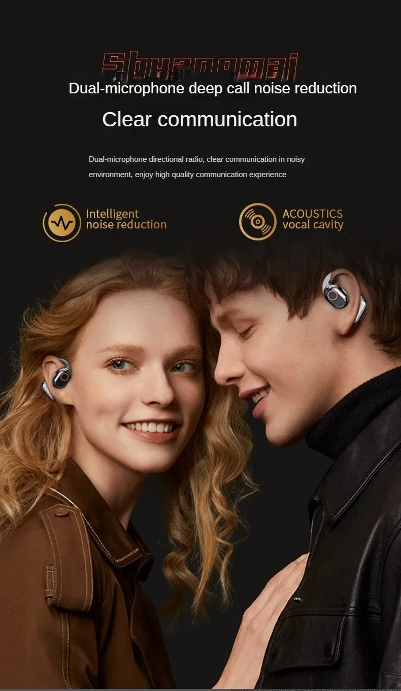 Low Frequency Dual Microphones Long Battery Life Shock Sound OWS Earhook Headphones Wireless Sports Headsets