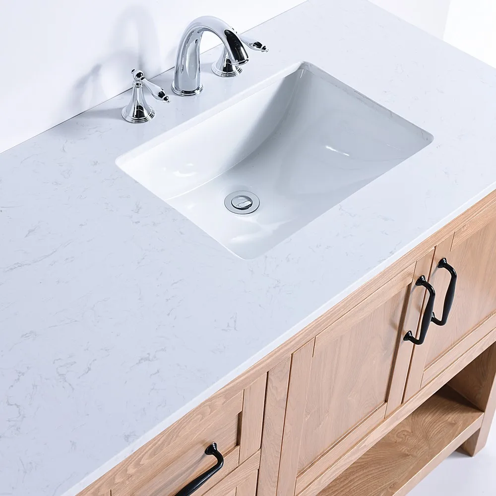 Modern Design Double Sink Bathroom Vanity Factory Price Solid Wood Furniture