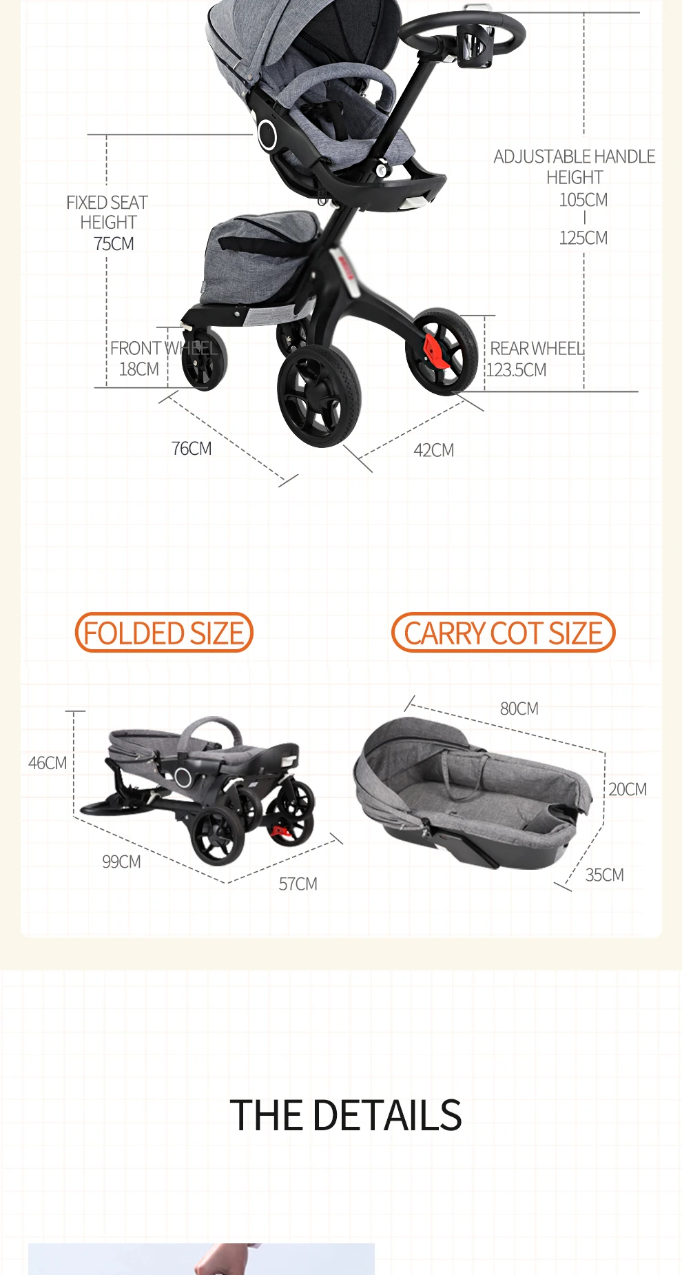 3 in 1 Foldable High Landscape Bidirectional Push Luxury Big EVA wheels Baby Stroller