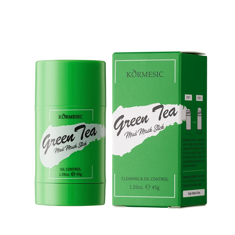 KORMESIC 45g Wholesale Turmeric Mask Stick Rose Mud Sticks Face Clean Purifying Whitening Green Tea Mud Mask Stick