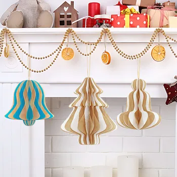 Nicro New Design Eco-friendly Foldable Paper Hanging Honeycomb Ornament Festival Party Supplies  Christmas Tree Decorations