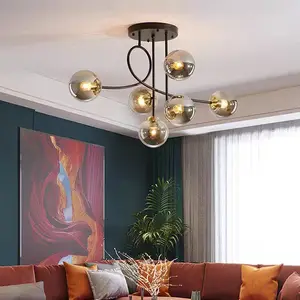 Supply Low Price 6 Heads Creative Glass Ball Ceiling Pendant Light for Living Room Dining Room
