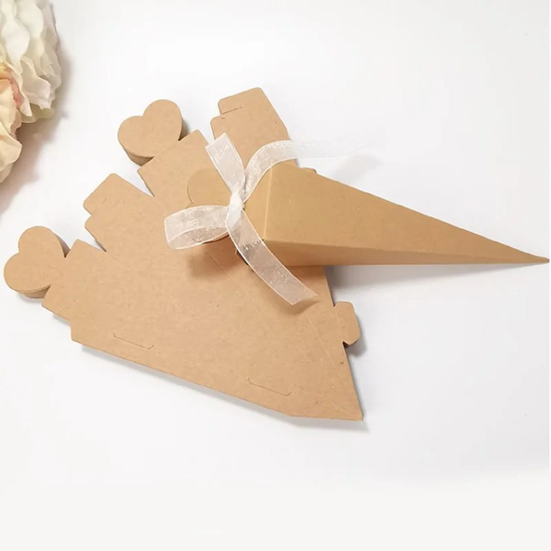 Triangle Shaped Ice Cream Tip Cone Paper Candy Box for Birthday Wedding Christmas Party Gift Packaging Box Decoration Favor