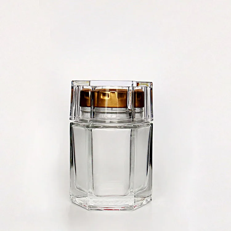 High Quality Glass Hexagon Jar with Acrylic Cap For Honey Drinking