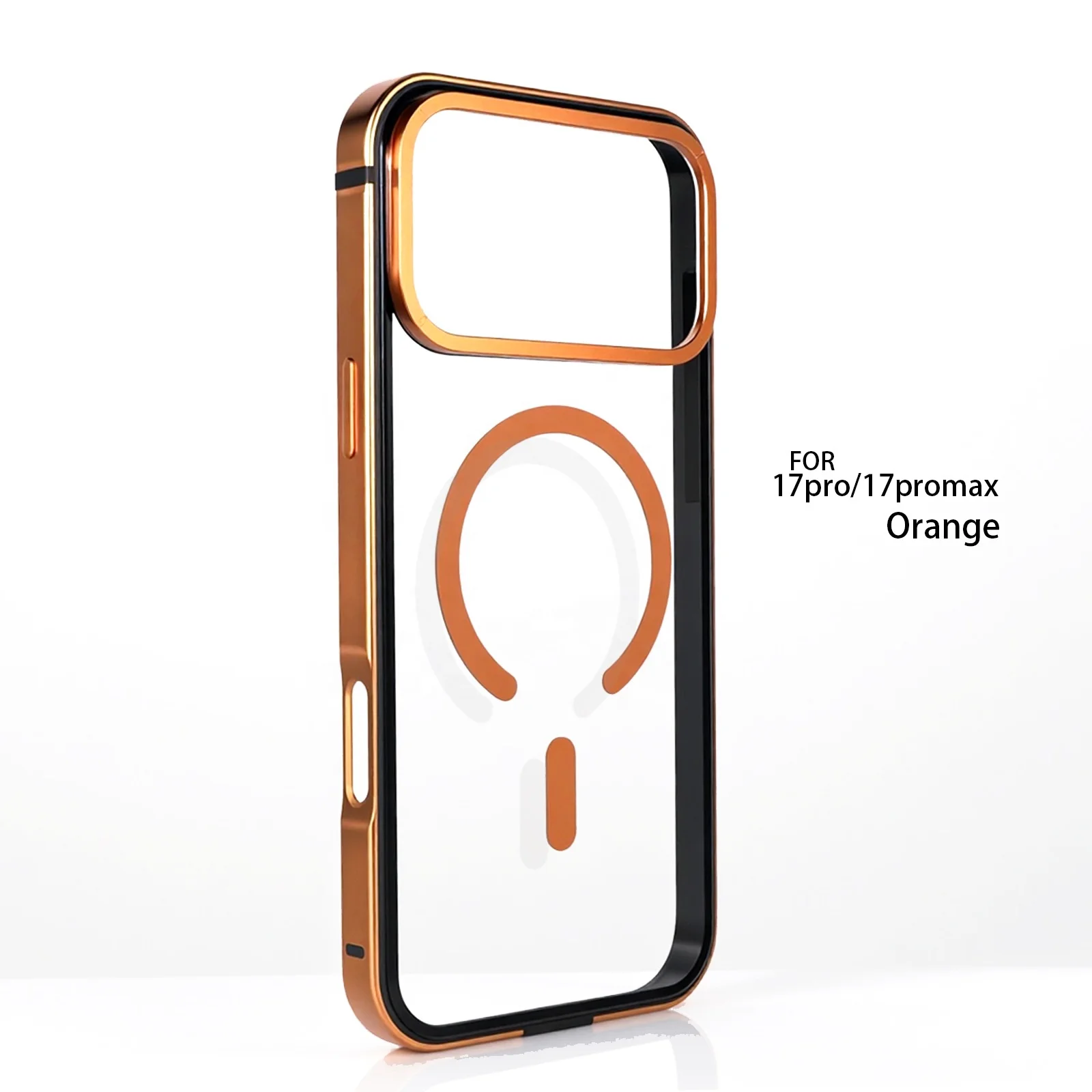 Original Titanium Color Metal Bumper Case for iPhone 17 Pro 17 Pro Max Alloy Silicone Frame Transparent Magnetic PC Back Cover