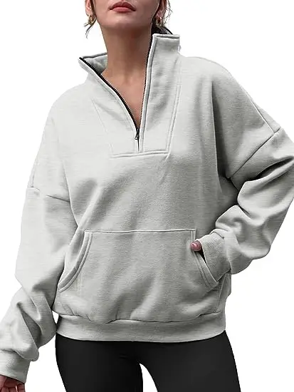 Jl0826c Trendy Queen Womens Half Zip Pullover Sweatshirts Quarter Zip ...