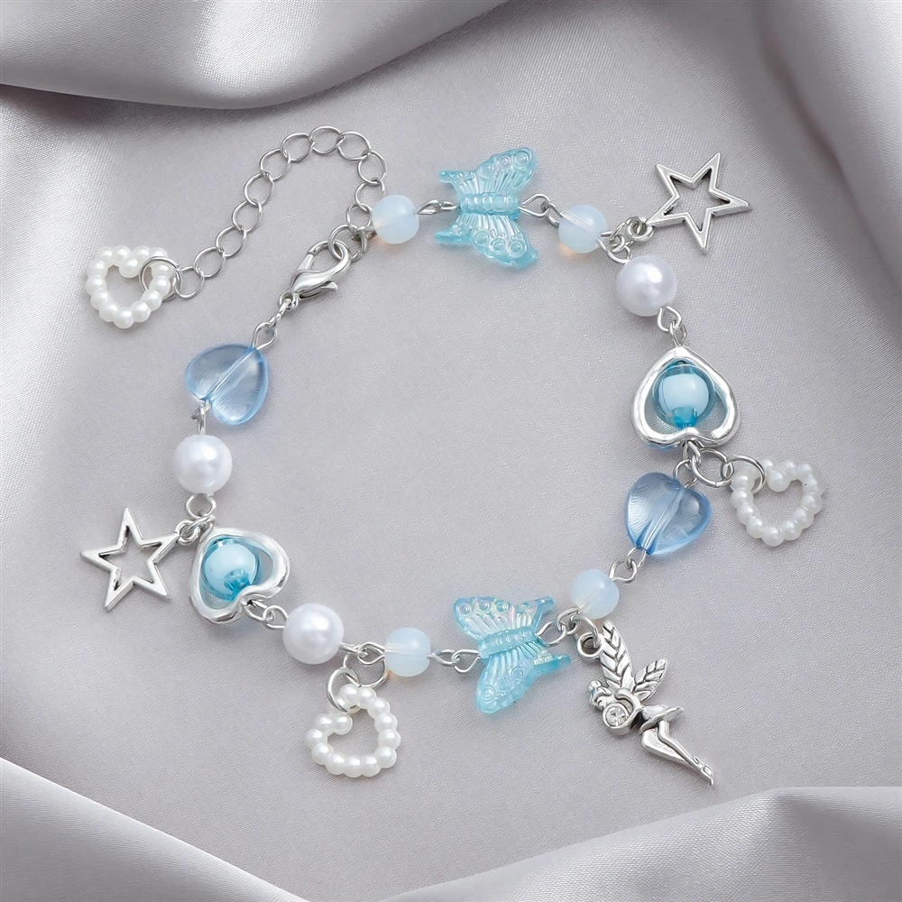 Charming Butterfly Heart Bracelet - Sweet Y2K Jewelry